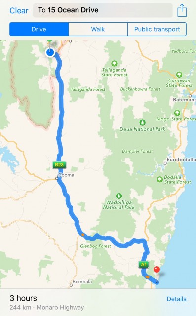 Canberra to Merimbula Navigation