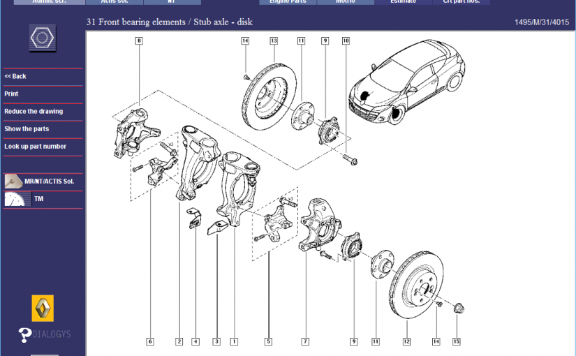 Renault Megane RS265 Front Suspension – Parts Diagrams 2
